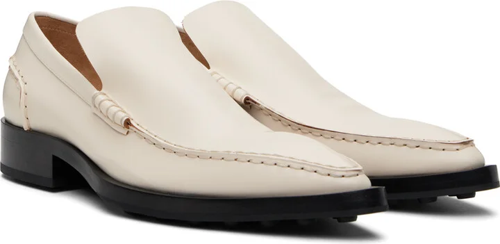 Jil Sander White Pointed Toe Loafers - Image 4