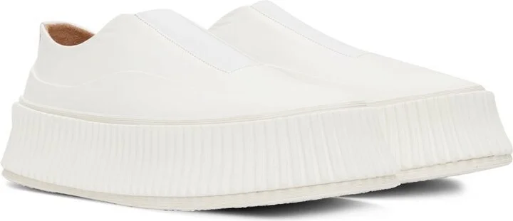 Jil Sander White Slip-On Platform Sneakers - Image 4