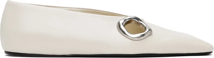 Jil Sander White Square Toe Ballerina Flats