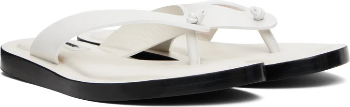 Jil Sander White Thong Sandals - Image 4