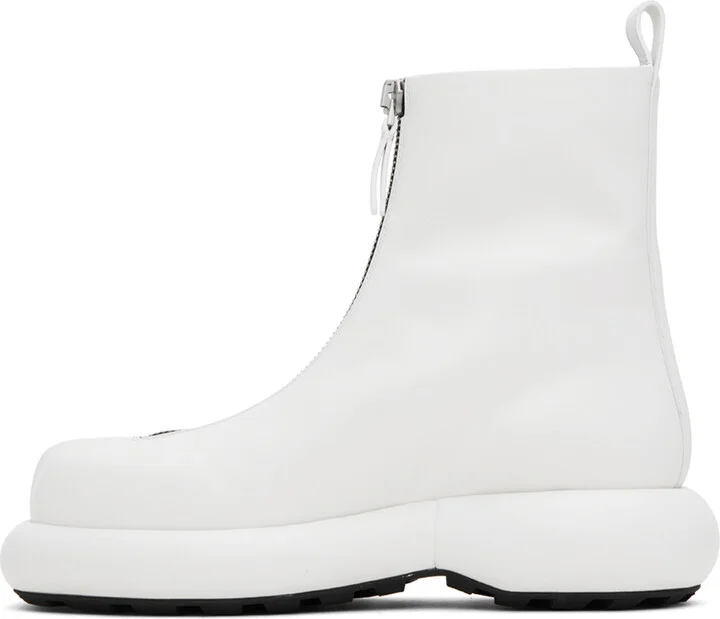 Jil Sander White Zip Boots - Image 3