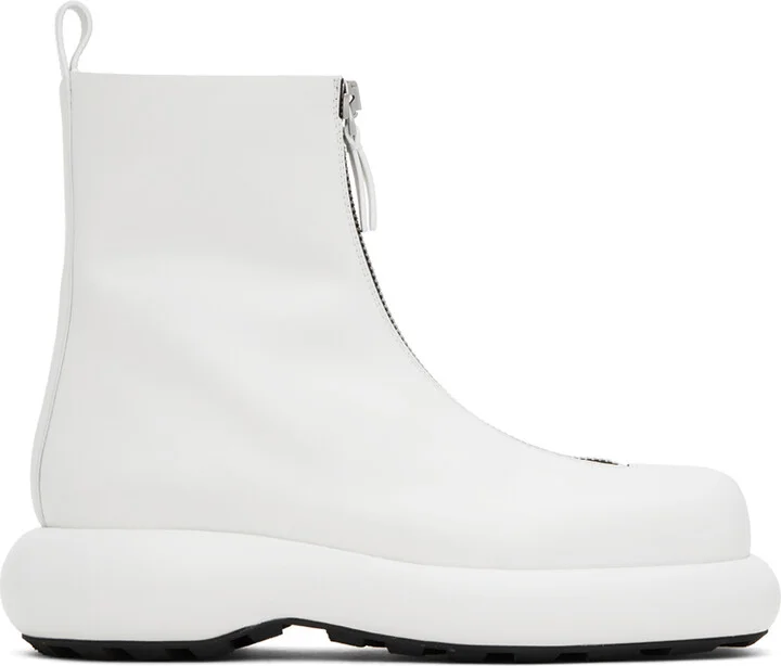 Jil Sander White Zip Boots