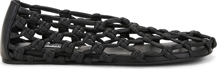 Jil Sander Woven Ballerina Flat in Black