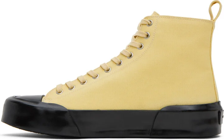 Jil Sander Yellow High-Top Sneakers - Image 3