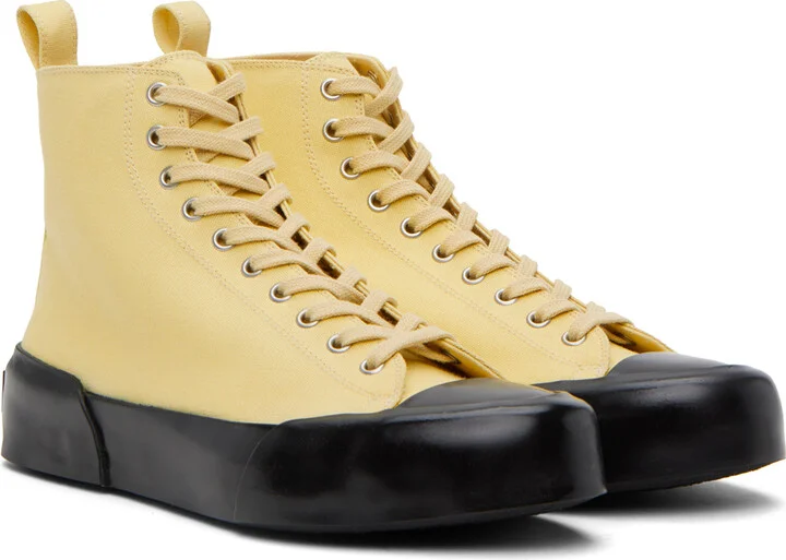 Jil Sander Yellow High-Top Sneakers - Image 4