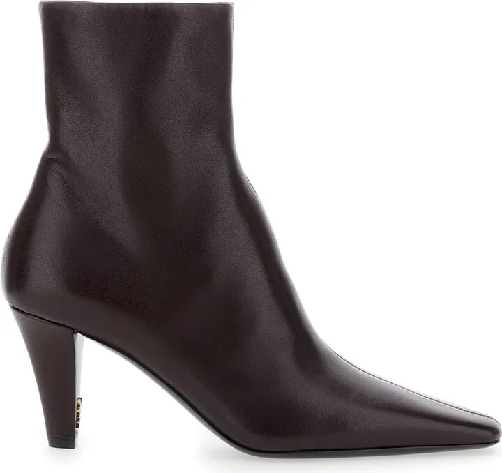 'jill' Brown Boots With Cassandre Detailing On The Heel In Leather Woman