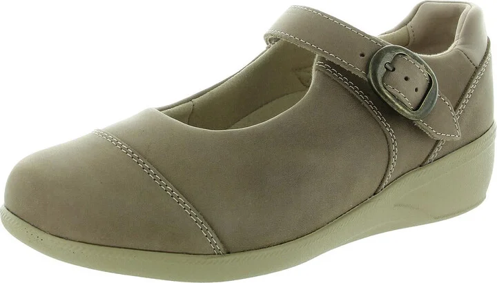 Jillian Womens Buckle Leather Flat Shoes