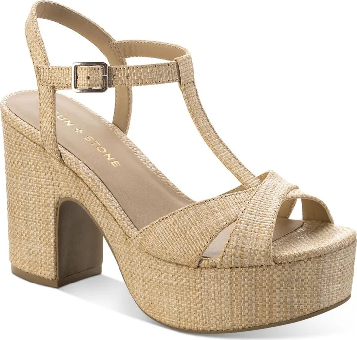 Jillien Womens Buckle Peep-toe Block Heels