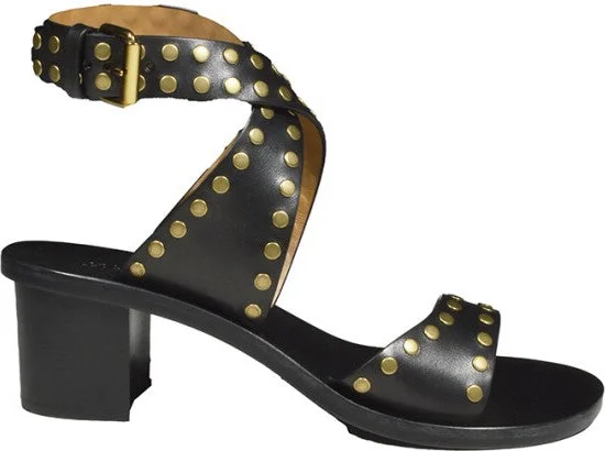 Jillin Heeled Sandals In Black Smooth Leather