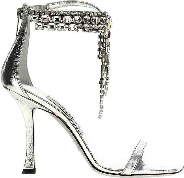 Jimmy Choo 100 Verity Embellished Strap Heeled Sandals