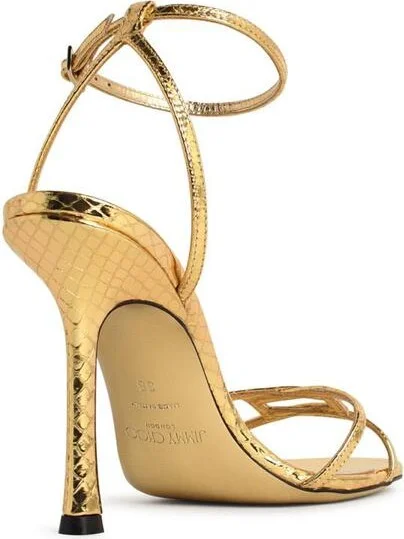 Jimmy Choo '1998 Leo 100' Gold Leather Sandals - Image 3