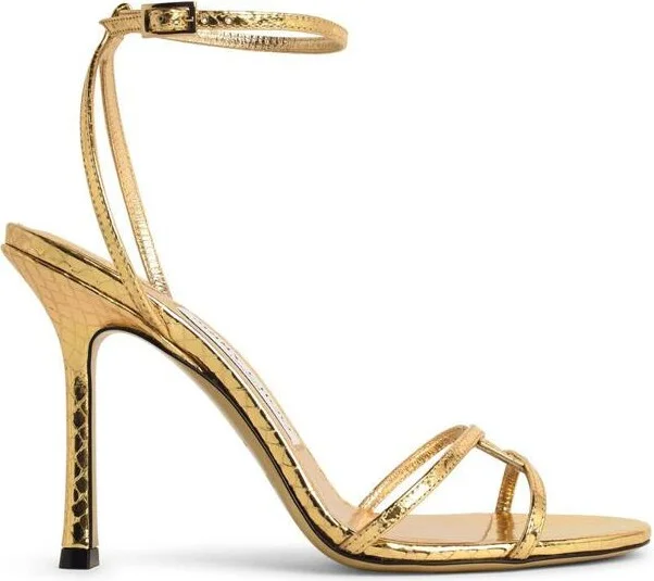 Jimmy Choo '1998 Leo 100' Gold Leather Sandals