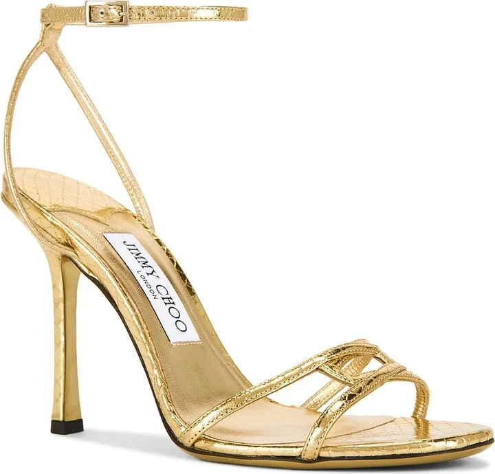 Jimmy Choo 1998 Leo 100 Sandal in Metallic Gold - Image 2
