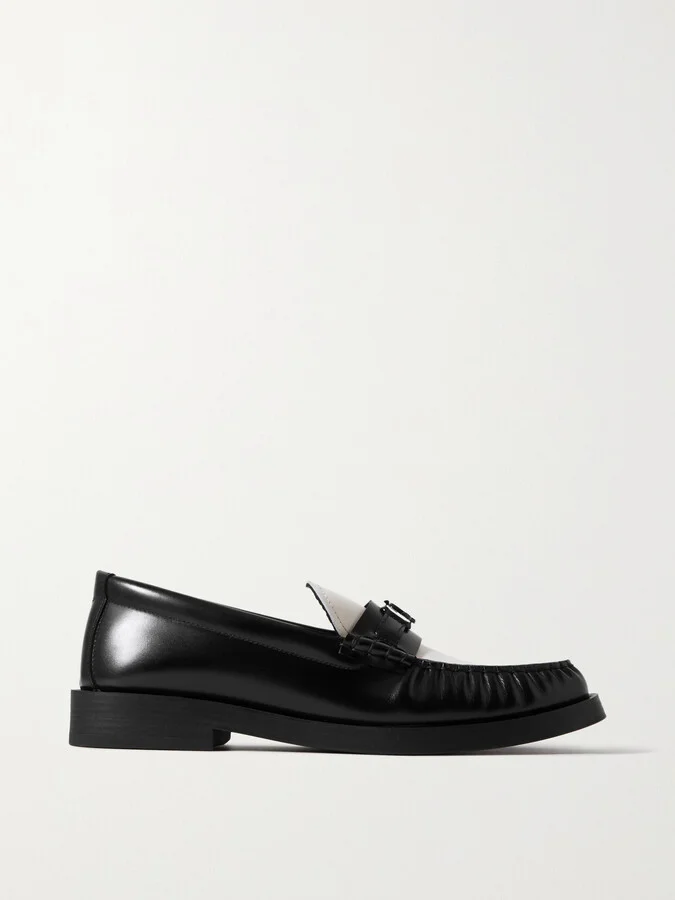 Jimmy Choo - Addie Embellished Two-tone Leather Loafers - Black