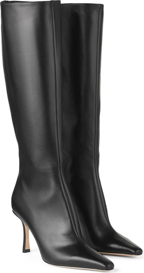 Jimmy Choo Agathe 85 Leather Knee-High Boots - Image 4