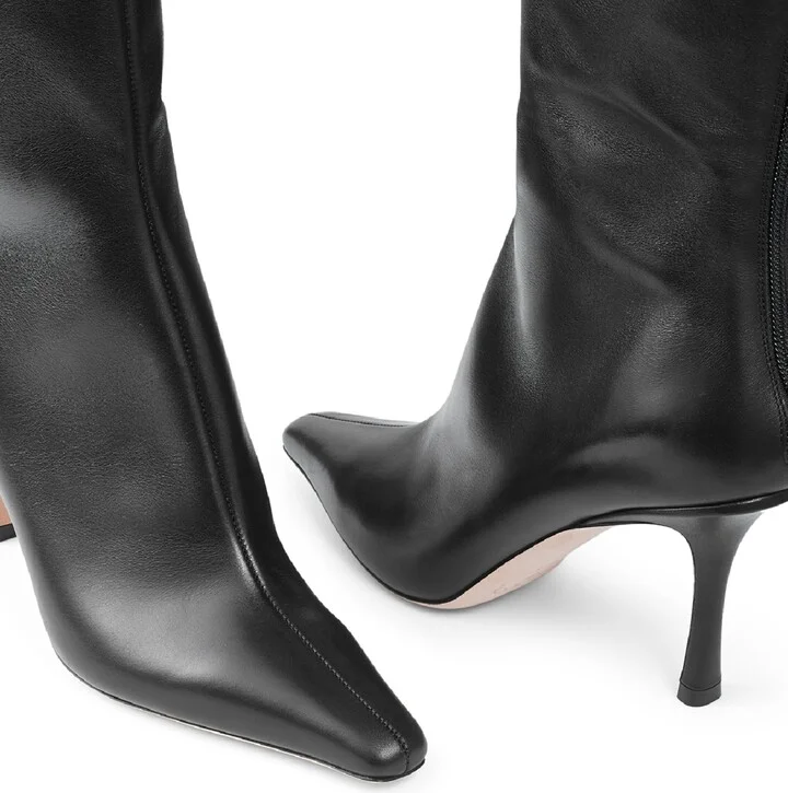 Jimmy Choo Agathe 85 Leather Knee-High Boots - Image 6