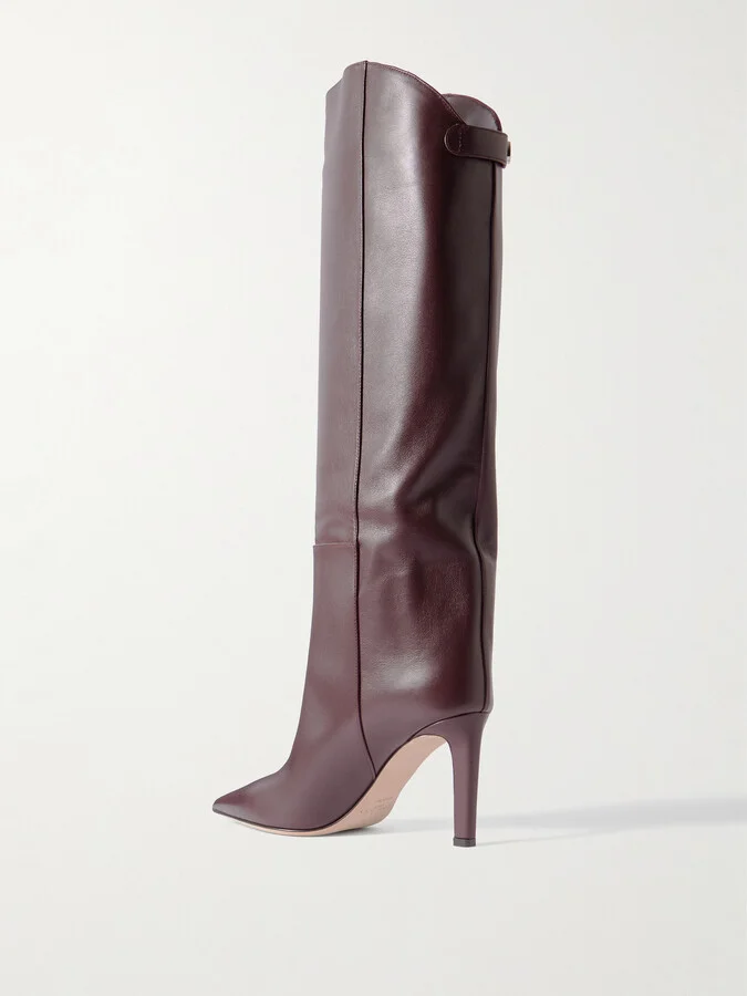 Jimmy Choo - Alizze 85 Leather Knee Boots - Burgundy - Image 3