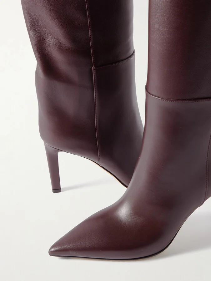 Jimmy Choo - Alizze 85 Leather Knee Boots - Burgundy - Image 4