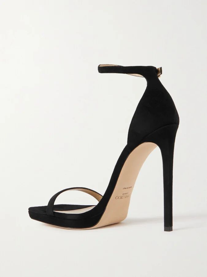 Jimmy Choo - Alva 120 Suede Sandals - Black - Image 3