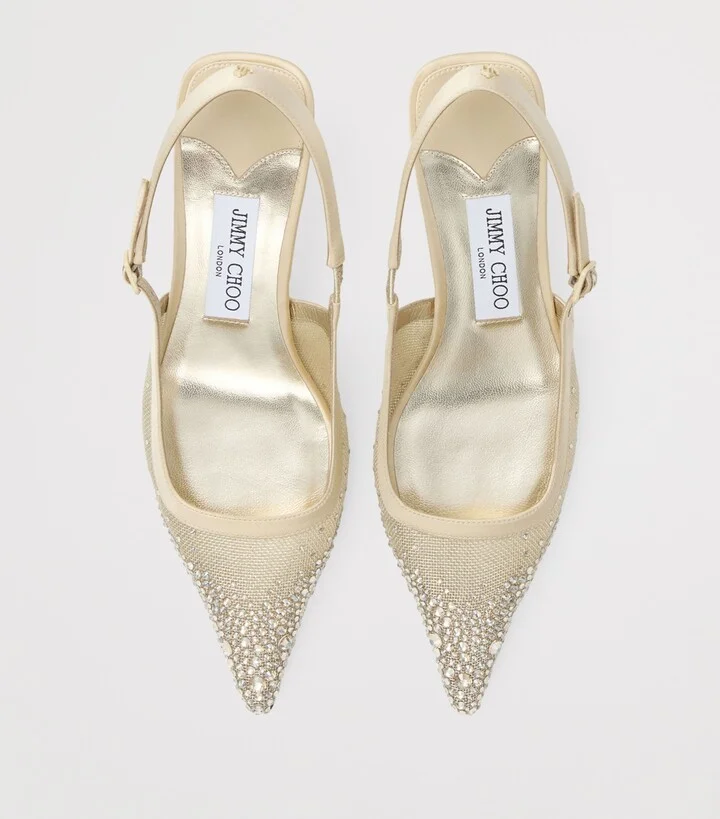 Jimmy Choo Amel 50 Crystal Mesh Slingback Pumps - Image 2