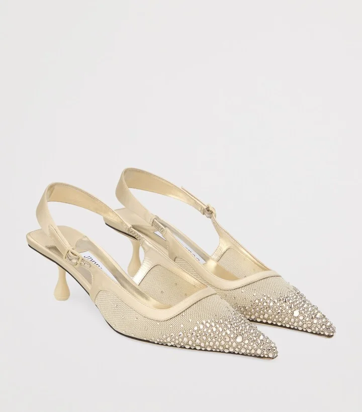 Jimmy Choo Amel 50 Crystal Mesh Slingback Pumps - Image 4