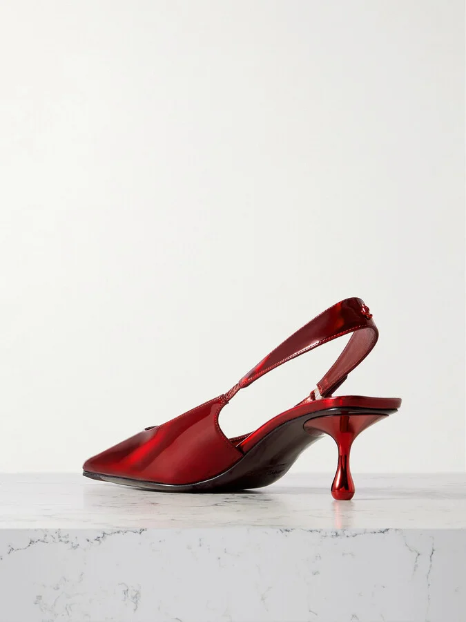 Jimmy Choo - Amel 50 Embellished Mirrored-leather Slingback Pumps - IT36.5 - Image 3