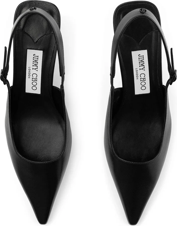 Jimmy Choo Amel 50 Leather Slingback Pumps - Image 3
