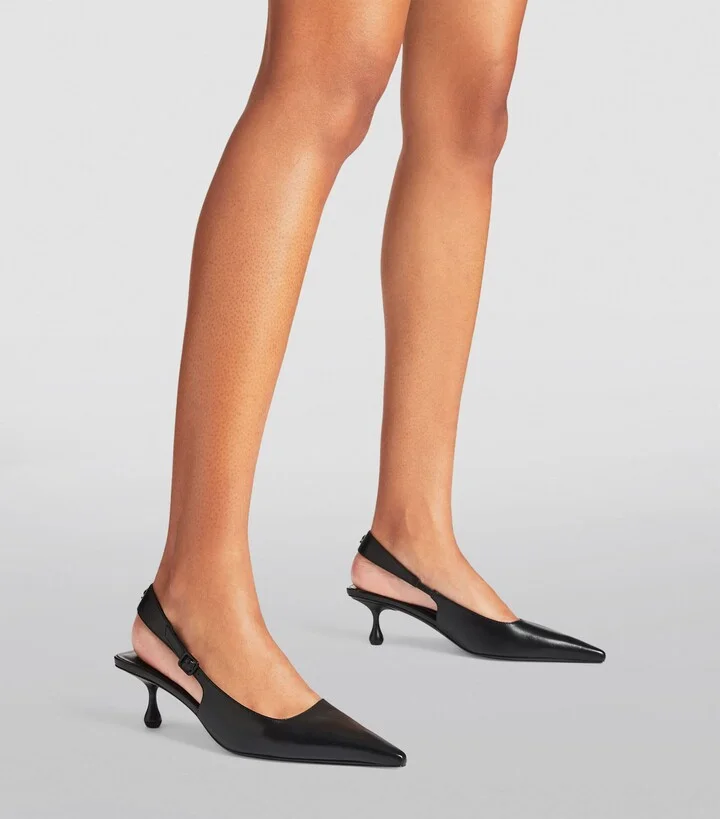 Jimmy Choo Amel 50 Leather Slingback Pumps - Image 5