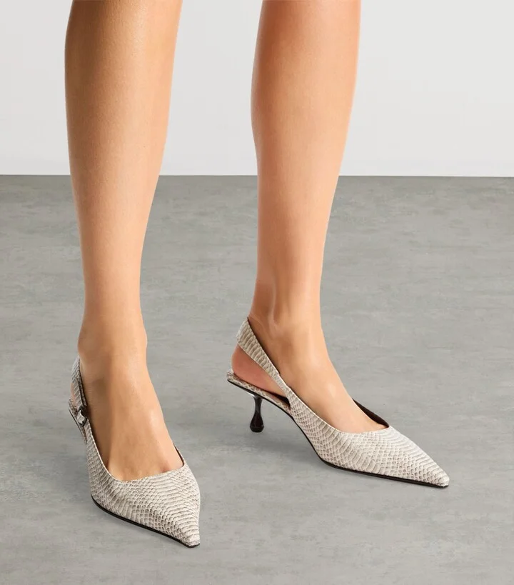 Jimmy Choo Amel 50 Leather Slingback Pumps - Image 2