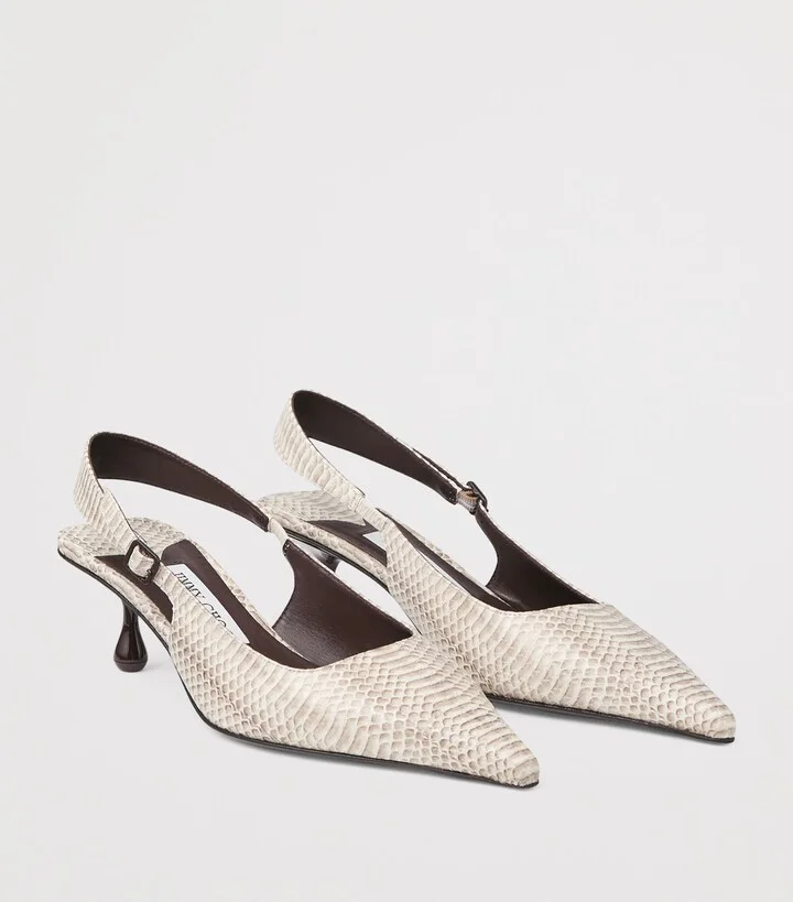 Jimmy Choo Amel 50 Leather Slingback Pumps - Image 5