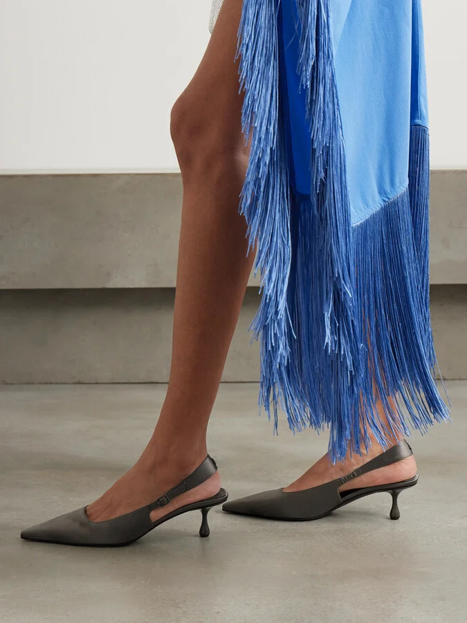 Jimmy Choo - Amel 50 Satin Slingback Pumps - Gray - Image 6