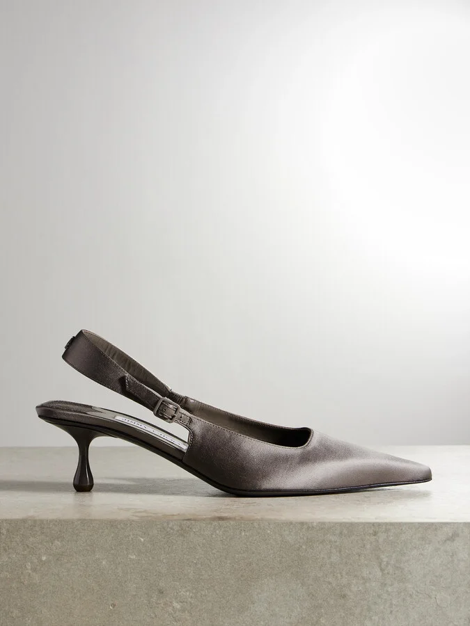 Jimmy Choo - Amel 50 Satin Slingback Pumps - Gray
