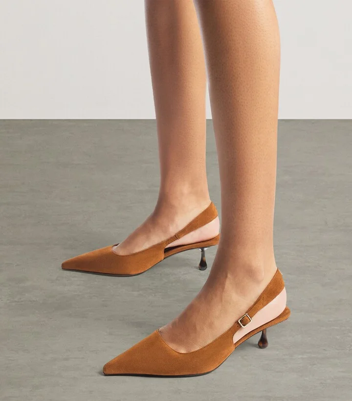 Jimmy Choo Amel 50 Suede Slingback Pumps - Image 2