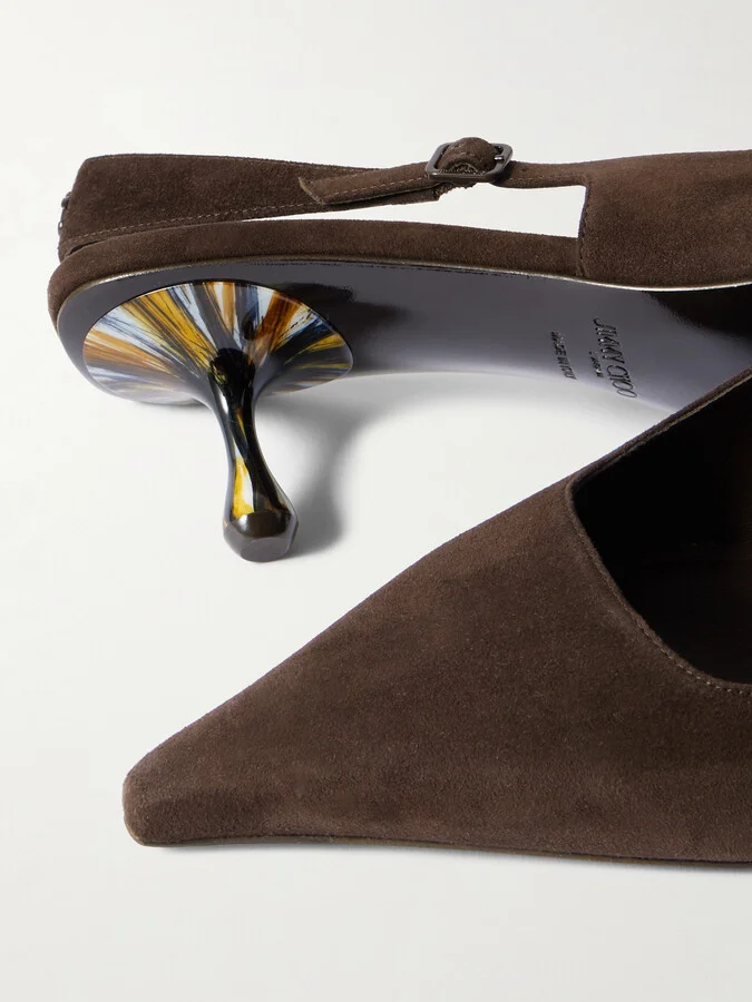 Jimmy Choo - Amel 50 Suede Slingback Pumps - Brown - Image 4