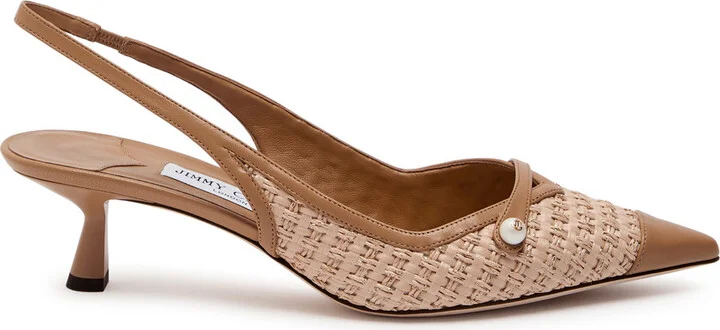 Jimmy Choo Amita 45 Raffia Slingback Pumps