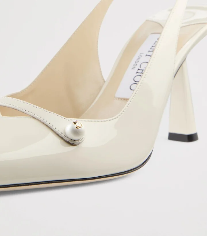 Jimmy Choo Amita 85 Leather Slingback Pumps - Image 2
