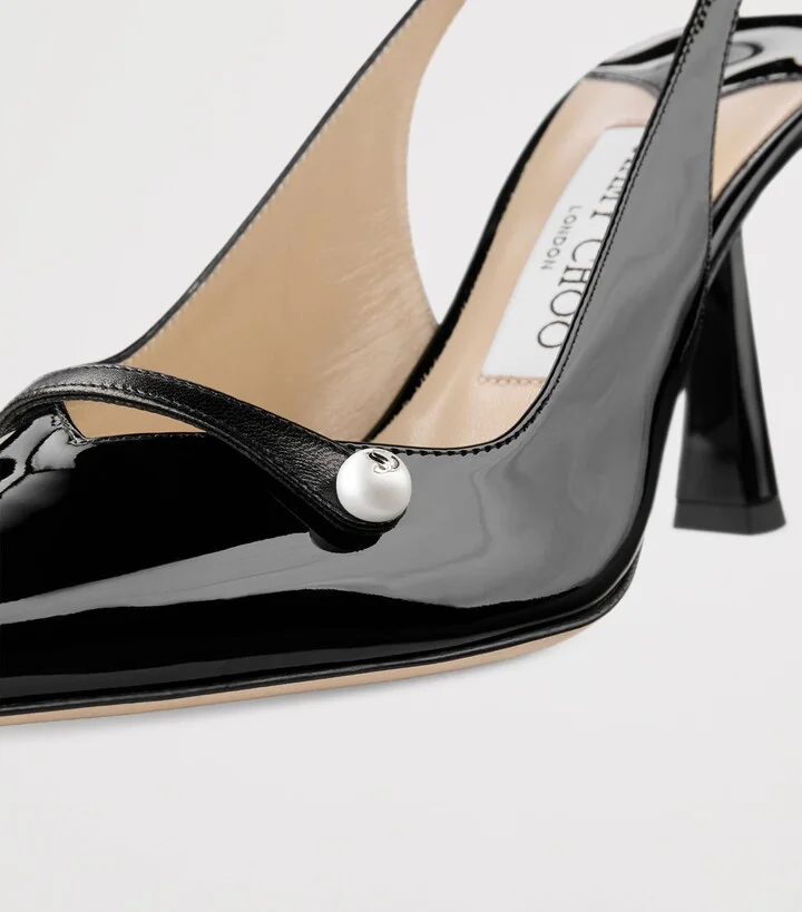 Jimmy Choo Amita 85 Leather Slingback Pumps - Image 2