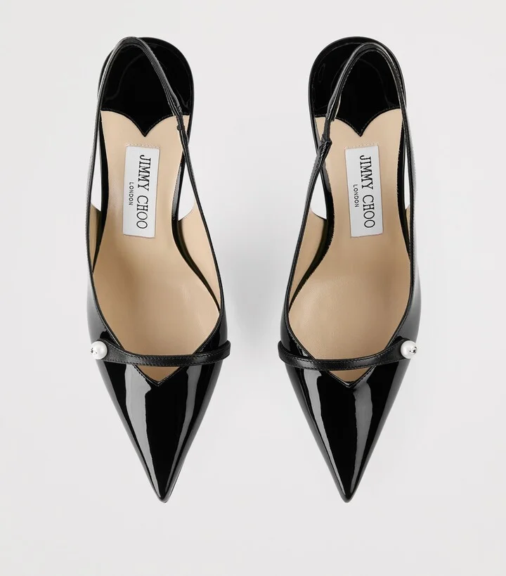 Jimmy Choo Amita 85 Leather Slingback Pumps - Image 3