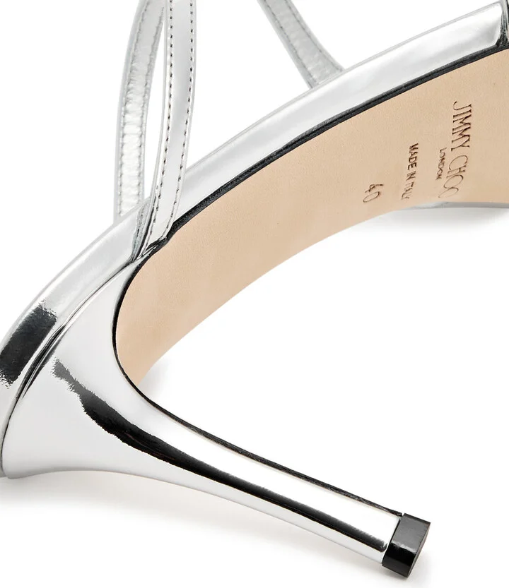 Jimmy Choo Anise 75 Metallic Leather Mules - Image 4