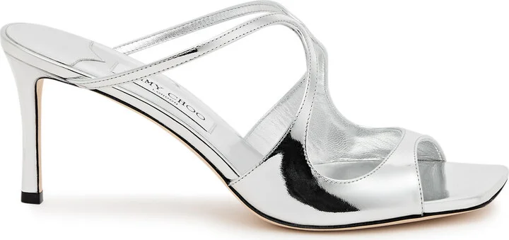 Jimmy Choo Anise 75 Metallic Leather Mules