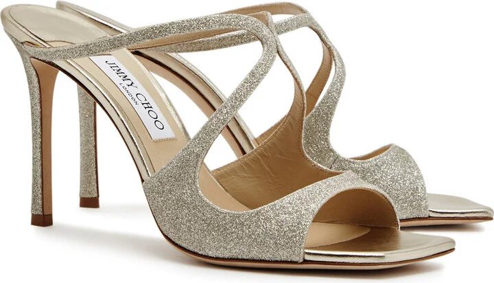 Jimmy Choo Anise 95 Glittered Leather Mules - Image 2