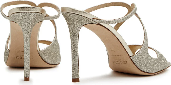 Jimmy Choo Anise 95 Glittered Leather Mules - Image 3