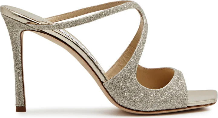 Jimmy Choo Anise 95 Glittered Leather Mules