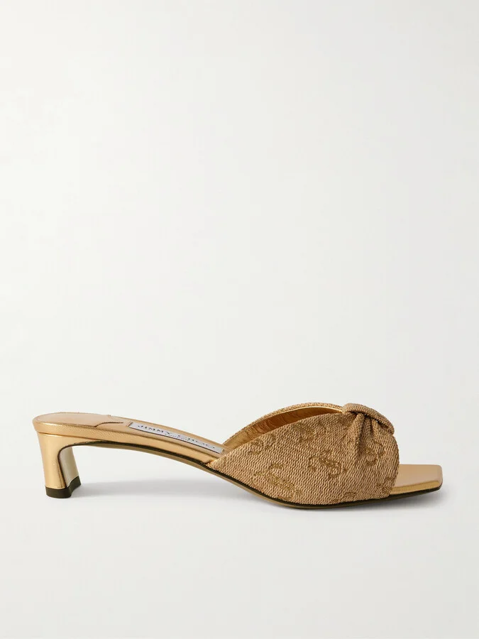 Jimmy Choo - Annika 35 Metallic Raffia-jacquard Mules - Gold
