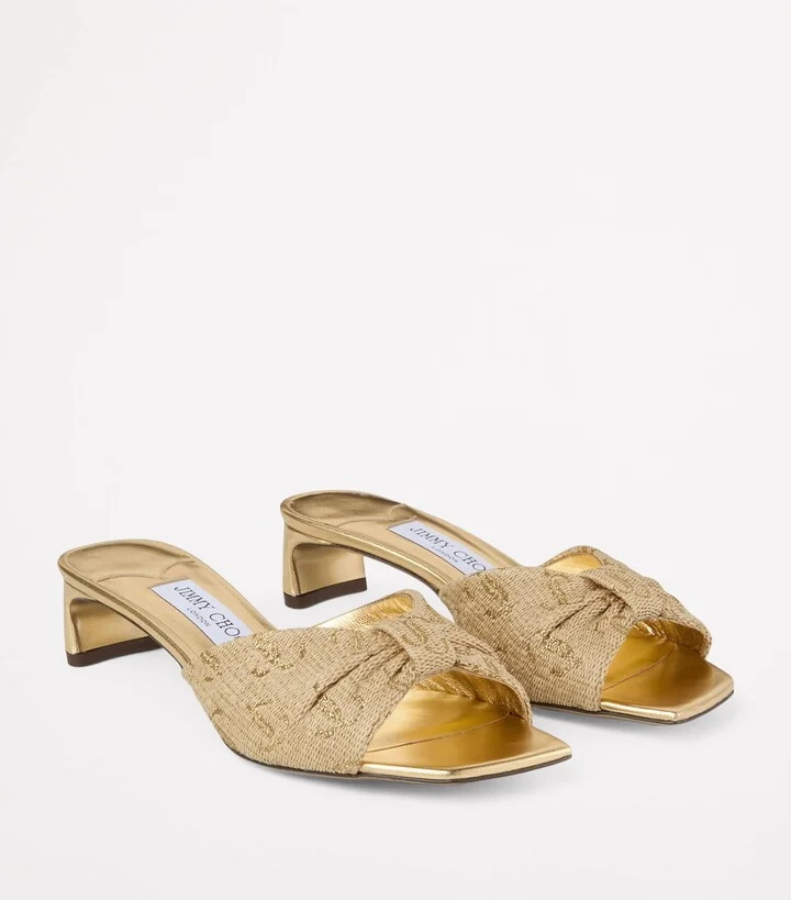 Jimmy Choo Annika Monogrammed Heeled Mules 35 - Image 4