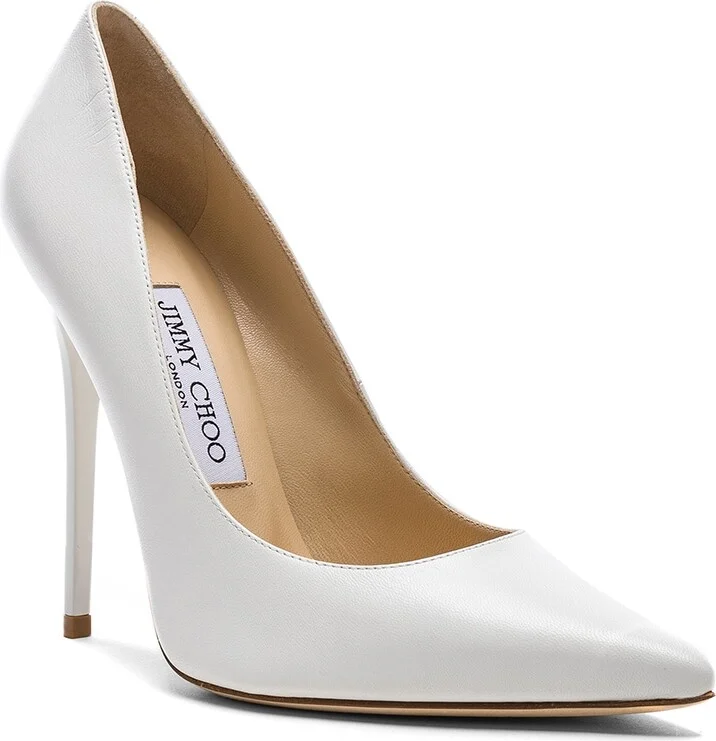 Jimmy Choo Anouk 120 Leather Pumps in White - Image 2