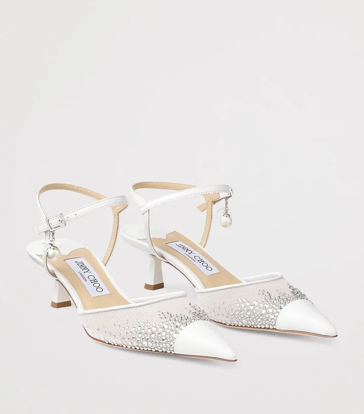 Jimmy Choo Aren Sb 45 Mesh-Leather Pumps - Image 5