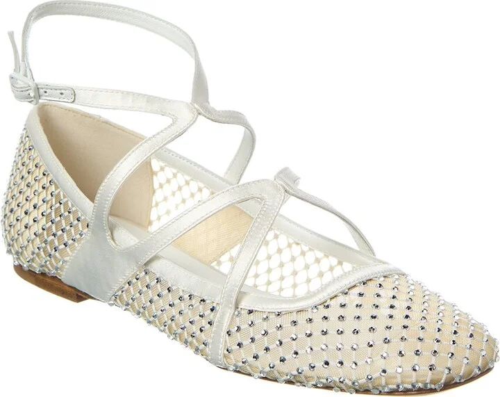 Jimmy Choo Astoria Leather-Trim Flat