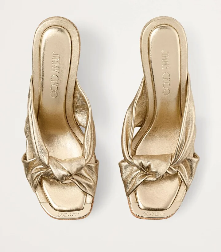 Jimmy Choo Avenue 110 Leather Metallic Wedge Sandals - Image 3