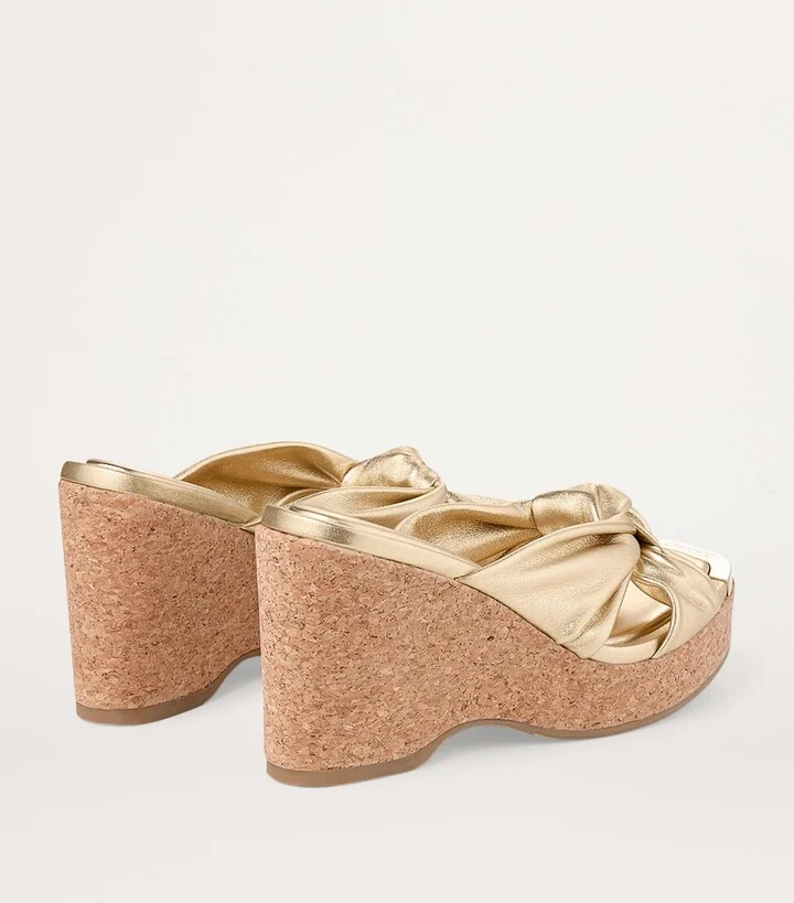 Jimmy Choo Avenue 110 Leather Metallic Wedge Sandals - Image 4